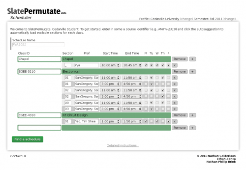 SlatePermutate - Input Page